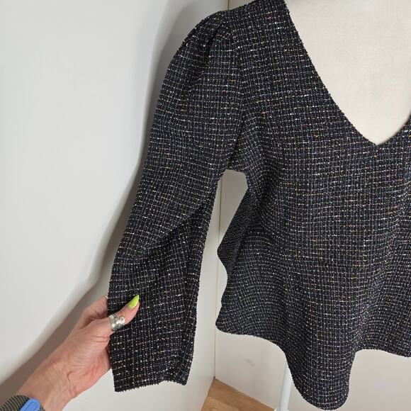 ๐ Torrid NWT Rainbow Boucle V-Neck Peplum Top Large 12 Torrid 0 black - Picture 9 of 17